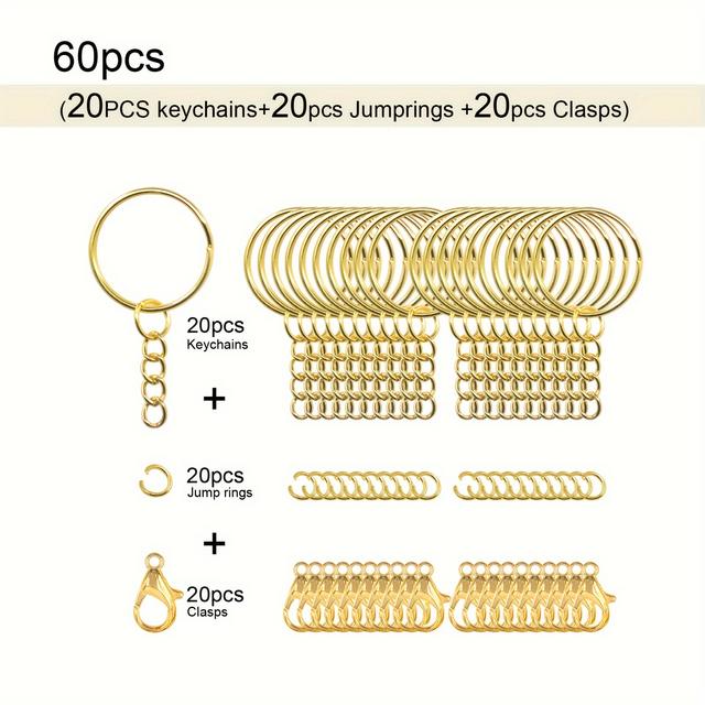 TEMU 60/150pcs Golden Silvery Key Rings Keychain Accessories With Little Lobster Clasps For Diy Crafts, Keychain Pendants