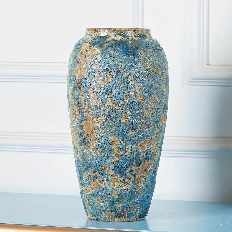 TEMU 1 pieza, Decoración del hogar de cerámica vintage de flores bohemio de tono de mesa para comedor de cerámica azul de flores para mesa Estante de Chimenea