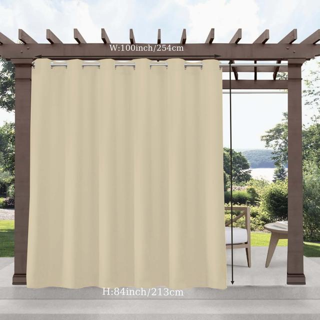 TEMU 1 Panel Indoor/outdoor Curtains For Patio, Premium Privacy Grommet Outside Curtains For Porch, Pergola