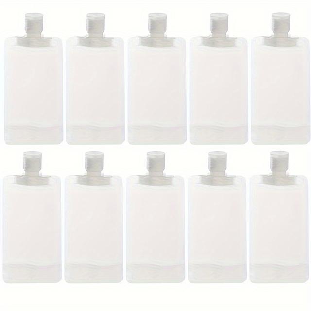 TEMU 10pcs Travel-friendly Squeeze Pouches For Lotion & Shampoo - Leakproof, Refillable Cosmetic Containers In 30/50/100ml Sizes