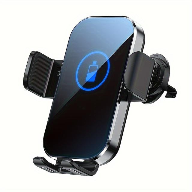 TEMU Support Téléphone Voiture, Chargeur Fil Voiture, Ouverture et Fermeture par Induction Automatique, Verre Trempé, Chargeur Voiture, Charge Rapide 15W Compatible Téléphones Apple Samsung Google