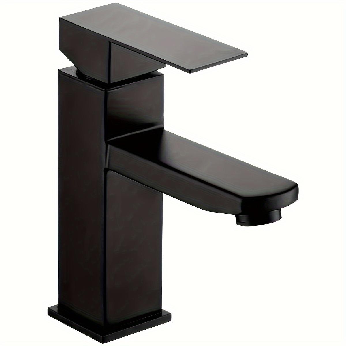 TEMU Stainless Steel Basin Faucet, Single-hole Hot And Cold Water Tap, Black , Suitable For Bathroom Sink Or Washbasin