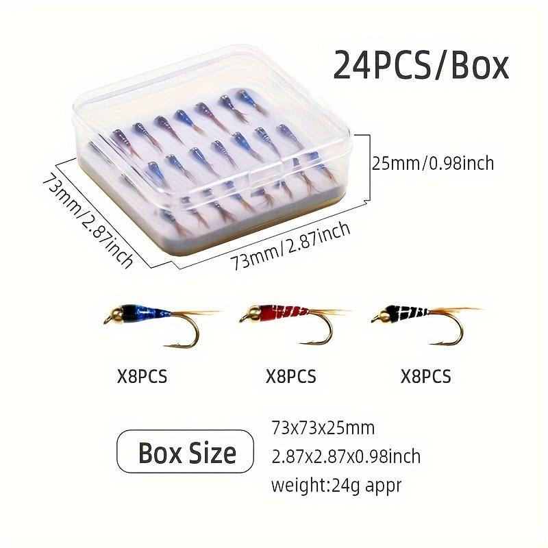 TEMU 24pcs/box Epoxy Nymph Jig Fly Small Beadheads Fly Rainbow Brown Trout Grayling Trout Fishing Fly