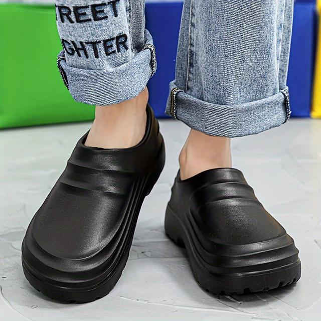 TEMU Women's Slip-on Mules With Thick Cushioned Eva Sole - For Kitchen, Hospital & Garden Use, Round Toe Design, Durable & Easy-clean, Kitchen Footwear, Simple Slipon, Comfortable Footwear