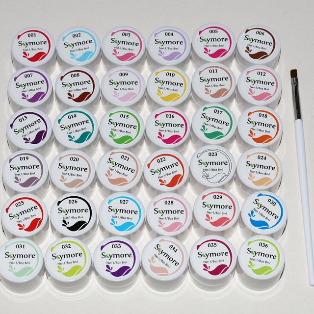 TEMU 36 Color Nail Polish Adhesive Full Set Nail Art Solid Color Painting Adhesive Phototherapy Nail Art Flower Japanese Canned Adhesive, Nail Art Set