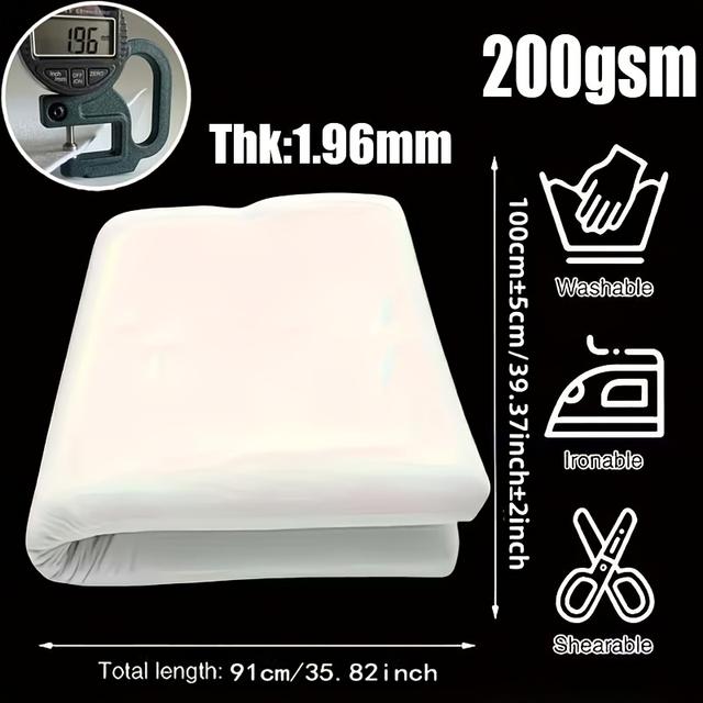 TEMU White Iron-on No-sew Adhesive Fleece Lining - Durable 100% Polyester, Multiple Thickness Options For Sewing, Diy Crafts & Home Decor Projects, Sewing Essentials | Smooth Texture | Polyester Fiber
