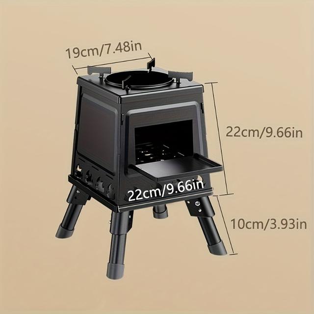 TEMU Compact Portable Folding Wood Stove For Outdoor Camping And Picnics - Durable Carbon Steel, Fire Pit With Lacquered Finish, Ideal For Cooking And Heating, Fire Pit For
