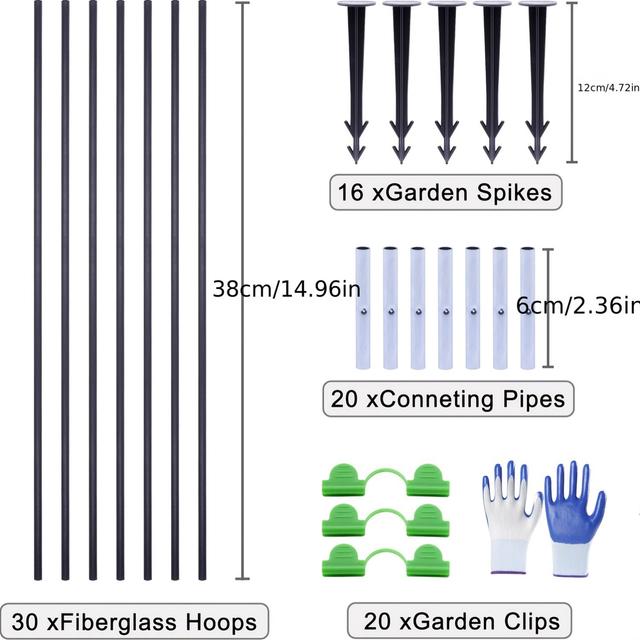 TEMU 30er-Pack Pflanzen-Tunnelbogen, 6mm dicke Kunststoff-Gewächshausbögen für erhöhte Betten, DIY-Gewächshaus-Reihenabdeckung, Garten-Kälte--Tunnel für Pflanzen, Früchte, Gemüse - Schwarz