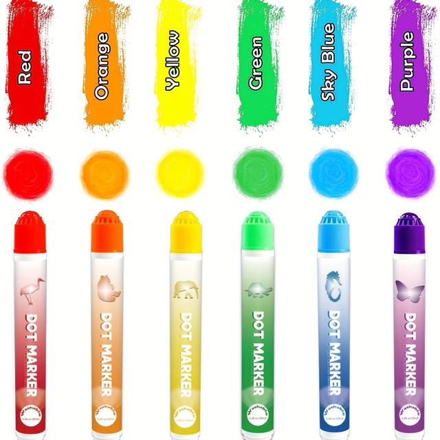 TEMU 6 Vibrant Dot Markers, Bingo Stamps, And Washable. Celebrations, Artistic , Bingo Events, And Crafting Projects, -friendly., Bingo Accessories, Winter, New Year