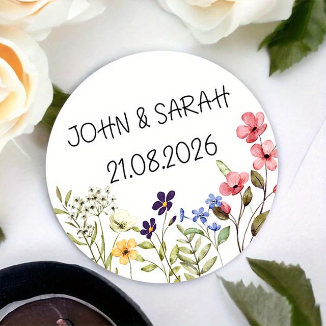 TEMU 48pcs Personalized Wedding Favor Stickers, Custom Engagement Thank You Gift Tags, Paper Labels For Party Decorations