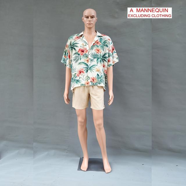 TEMU Maniquí masculino de cuerpo completo a | de costura con cuerpo humano desmontable realista, cabeza y brazos giratorios, base de metal para exhibir ropa, color beige