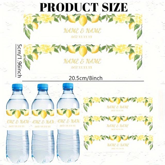 TEMU 10 Pcs Wedding Custom Stickers - 20.5x5cm Lemon Design Labels For Water Bottles - Weddings And Engagements