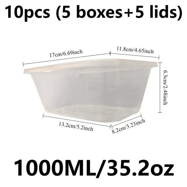 TEMU 10 ks Nepropustné dózy na přípravu jídla s víčky | 1 050 ml, opakovaně použitelné a stohovatelné - vysoce kvalitní plast, ideální pro zdravé a pohodlné přenosné uchovávání čerstvosti