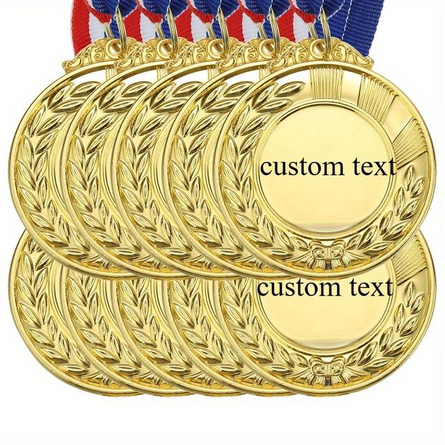 TEMU 1pc Personalized Laser-customizable Blank Gold-tone Medal With Neck Strap - Sports And Outdoor Activities, Create Your Medal Set, Winner's Medal Prize.