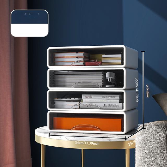 TEMU 4pcs Desktop Organizer Set - Multifunctional Storage Boxes For Stationery, Cosmetics And More - Durable Plastic With Independent Compartments - Ideal For Home And Office Organization