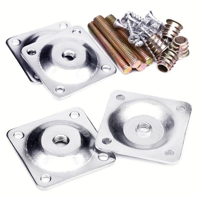 TEMU Anwenk Leg Mounting Plates, 5/16" (m8) For Furniture Legs, Complete With Hanger Bolts And Screws, Designed To Weak Furniture And Repair Damaged Sofa Or Couch Seats, In A Set Of 4