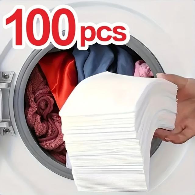 TEMU A Pack Of 100 Laundry Color-catching Sheets That Prevent Dye Transfer And Protect Clothes From Fading.