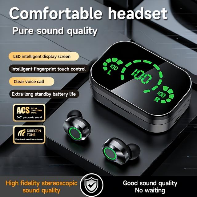 TEMU Nuovi Auricolari Wireless Senyang Cuffie Stereo Sport Touch Control In-Ear con Custodia di Ricarica LED e Scatola di Ricarica a Specchio, Idea Regalo per San