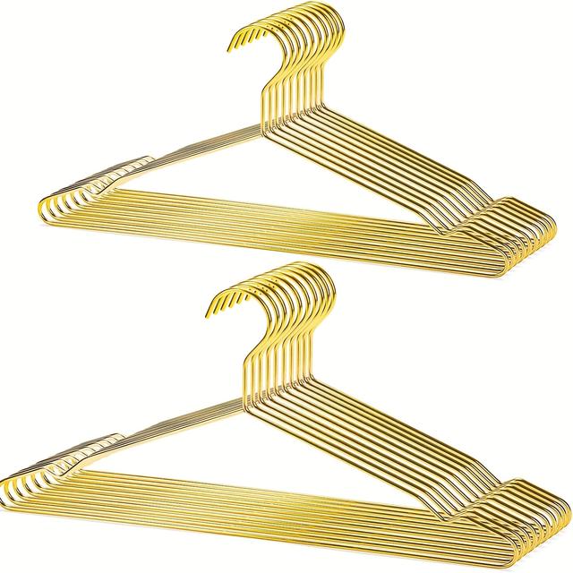 TEMU 20pcs 17" Heavy-duty Golden Metal Hangers - Stainless Steel, Large , Ideal For Coats, Suits, And More, Organizing Essentials|modern Hanger Design|durable Clothing Support, Hangers For Clothes