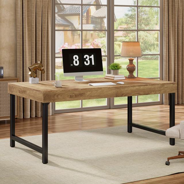 TEMU 55-inch Industrial Desk Suitable For Home Or Study, A Rustic Writing Table With Metal Legs, Ideal For Office And Workstation Use