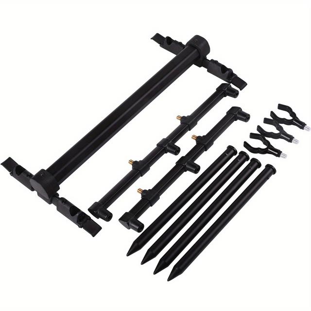TEMU Sougayilang Folding Fishing Rod Rack, Aluminum Alloy Four-corner Bracket - 3 U-shaped Ground Supports, Multi-functional For Carp Fishin
