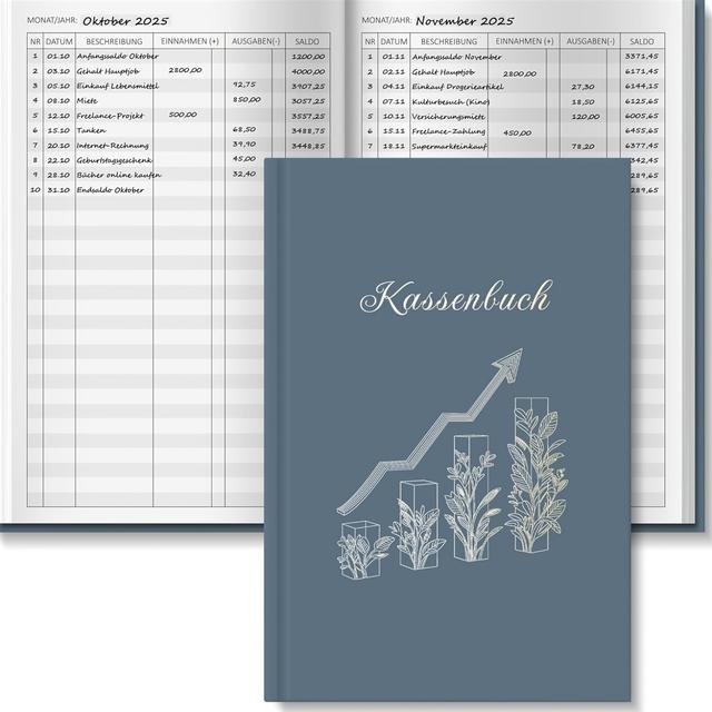 TEMU A5 Konto - 120-seitiges Familienkonto, Budgetplaner & Aktuelles goldenes Konto - Einnahmen- und Ausgabenkonto - Ausfüllbares Familienkonto - Finanzplaner (Blau)