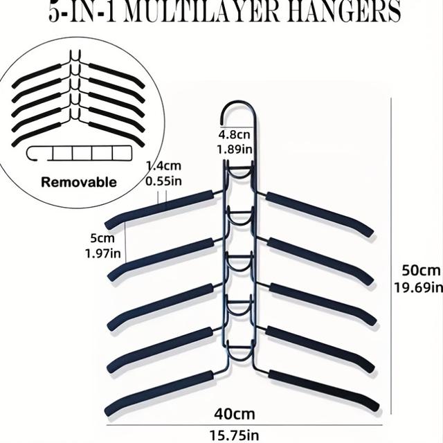 TEMU Багатофункціональна вішалка 5-в-1 для організації футболок та сорочок, економія місця