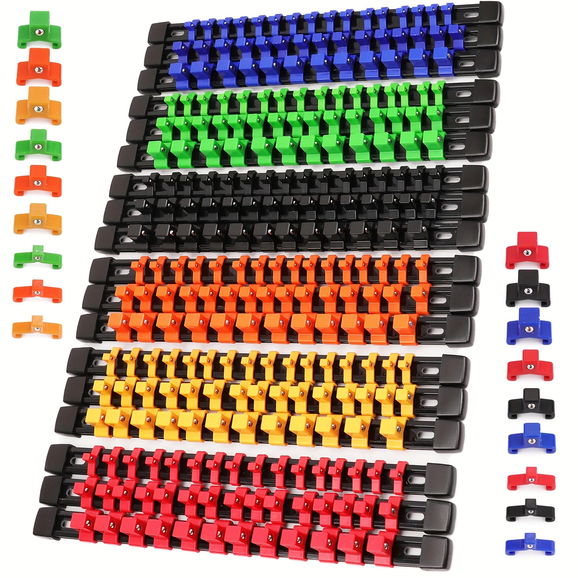 TEMU Socket Organizer Set 18pcs, 1/4-inch X 96 Clips, 3/8-inch X 90 Clips, 1/2-inch X 72 Clips, Socket Organizer For Tool Box Drawer, Drive Socket Trays, Socket Holder Clip Rail
