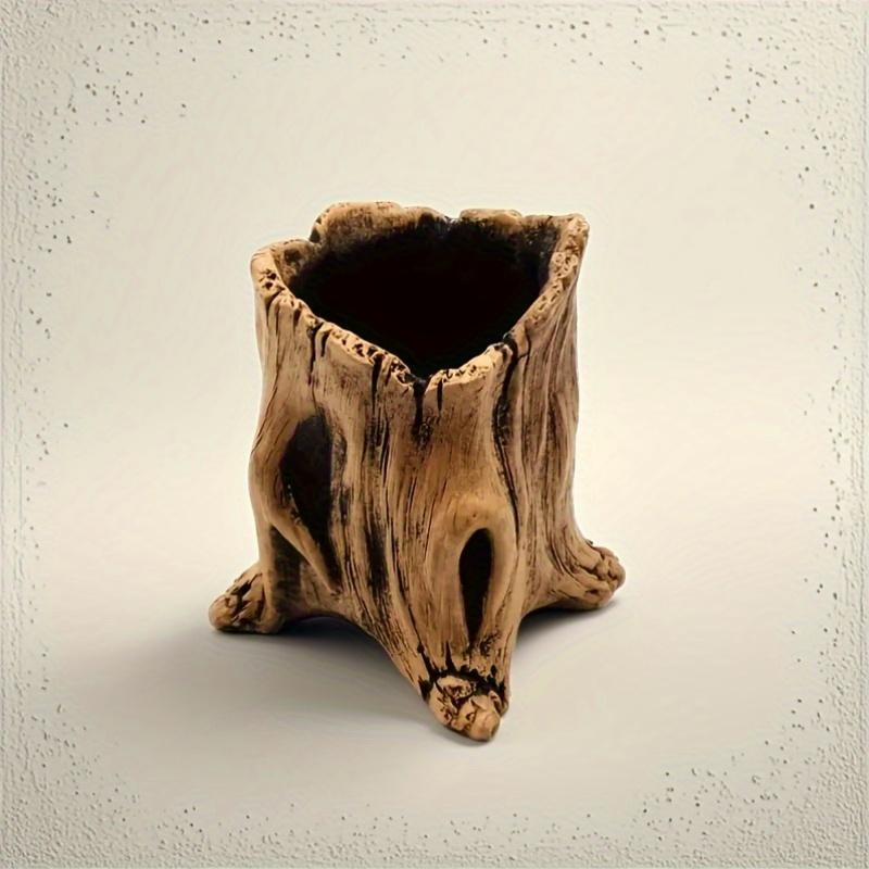 TEMU 1 pieza, Macetero de de Árbol Retro con Agujero de Drenaje - Diseño para Suculentas y Plantas Verdes, Decorativa Interior/Exterior