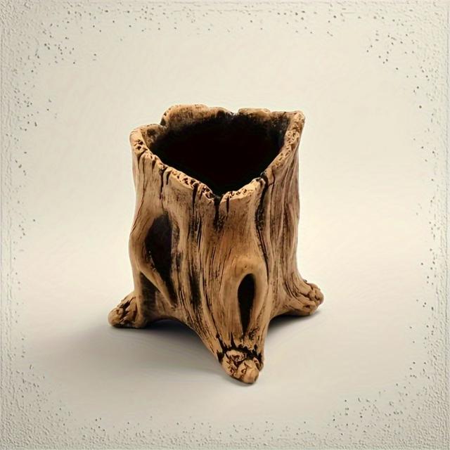TEMU 1 pieza, Macetero de de Árbol Retro con Agujero de Drenaje - Diseño para Suculentas y Plantas Verdes, Decorativa Interior/Exterior