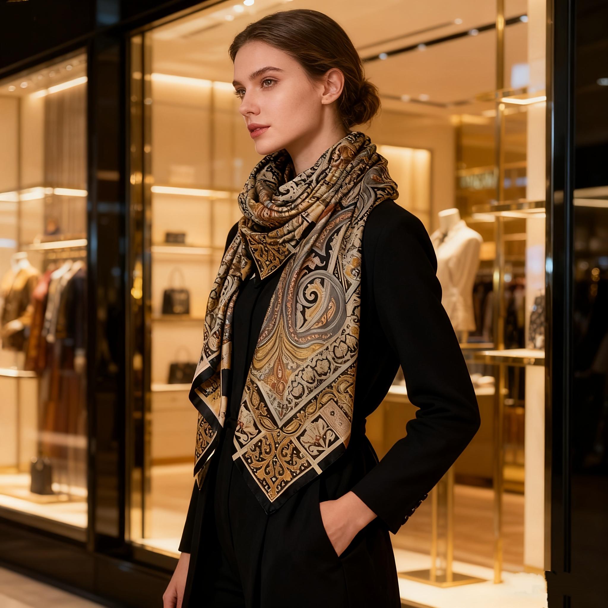 TEMU Classic Paisley Scarf, Women's High-end Shawl, New Flower Scarf, Thin, Fashionable And