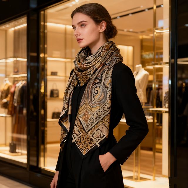 TEMU Classic Paisley Scarf, Women's High-end Shawl, New Flower Scarf, Thin, Fashionable And