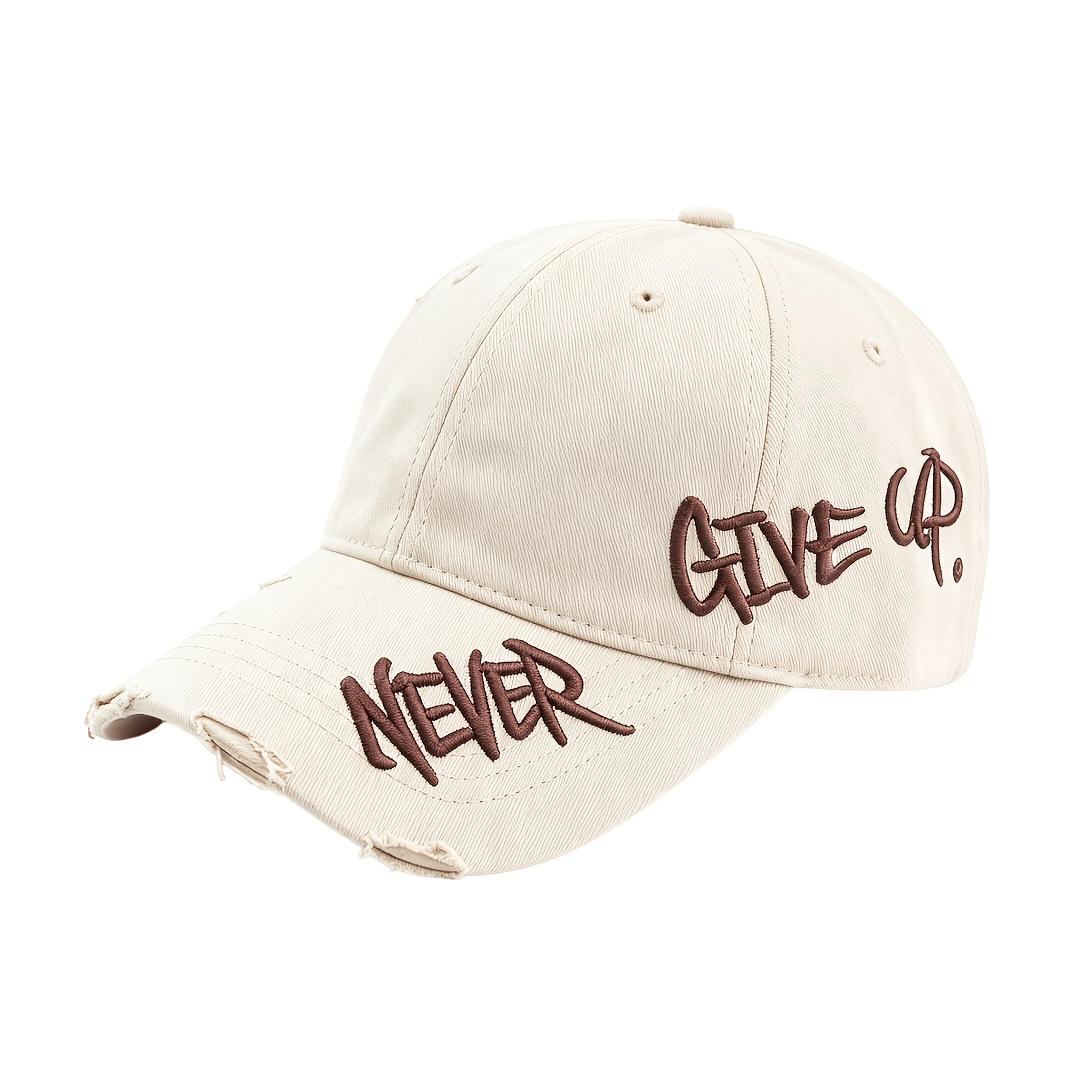TEMU 1 Gorra de béisbol con borde envejecido, bordado lateral y visera curva, sombrero de