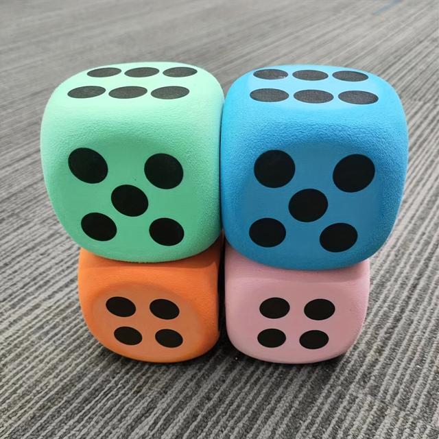 TEMU A Set Of 4 8cm Giant Eva Foam Dice In Random Colors - Featuring Bright Light Tones And A Soft Texture, Family Gatherings And Party Tabletop Games.
