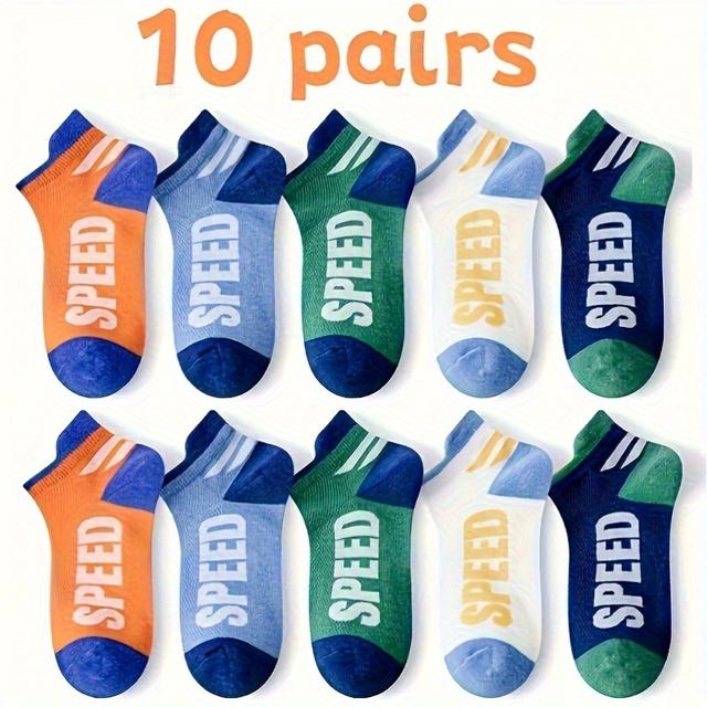 TEMU 10 Pairs Breathable Mesh Ankle Socks For - Lightweight, Cool & Stylish With Colorful "speed" Letter Design, Spring/summer Activities | Comfortable Polyester Material, Cute Socks, Cute Socks