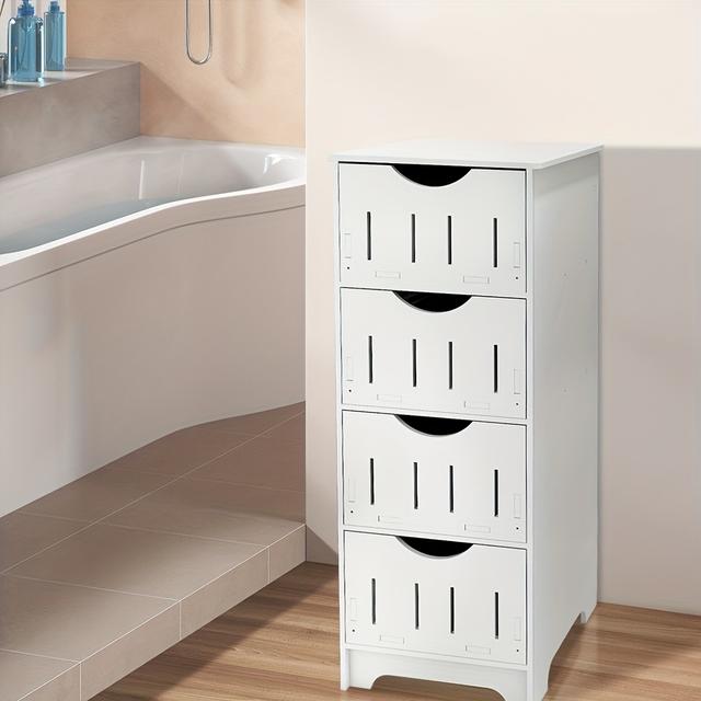 TEMU White Floor Storage Cabinet, Bathroom Supplies, Toilet Paper Roll Display Cabinet, 30x30x82cm, Space Saving, Used In Bathroom, Bedroom, Living Room, Study And