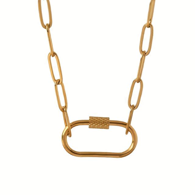 TEMU Un elegante collar con de clip de papel que se puede personalizar con un colgante - de acero de titanio dorado, hipoalergénico - para ella Valentín, Navidad o su