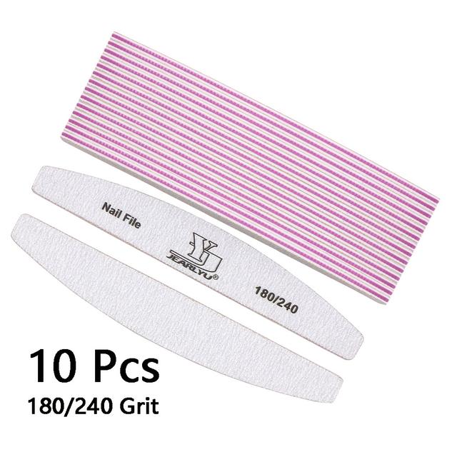 TEMU Set da 10 pz Lime per unghie professionali a forma di a , grana 180/240, lavabili, strumenti per manicure per unghie acriliche e in gel
