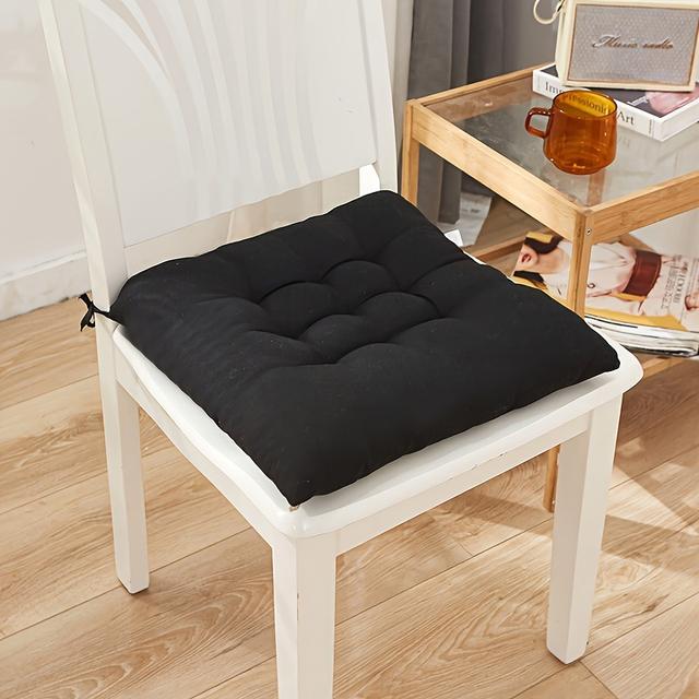TEMU 1pc Thickened Solid Color Brushed Chair Cushion - Washable Polyester Seat Pad For Dining, Office, And Tatami Chairs