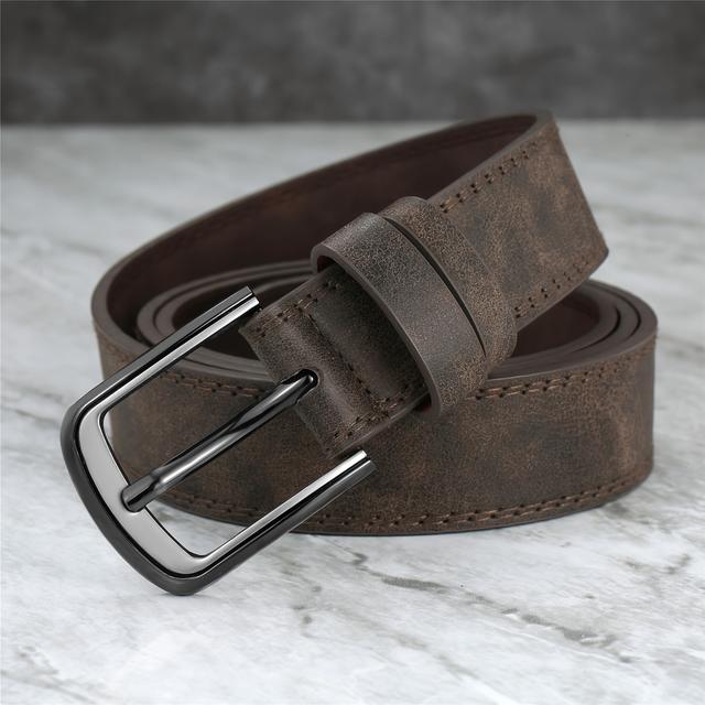 TEMU 1pc 3.5 Wide Men's Spliced Alloy Buckle Stylish For Jeans, Long Pants, Sports, Leisure, And Everyday Wear
