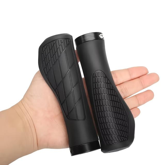 TEMU Rubber Mountain Bike Handlebar Grips, Non-slip Shockproof, Fit, Black - Ideal Cycling Accessory