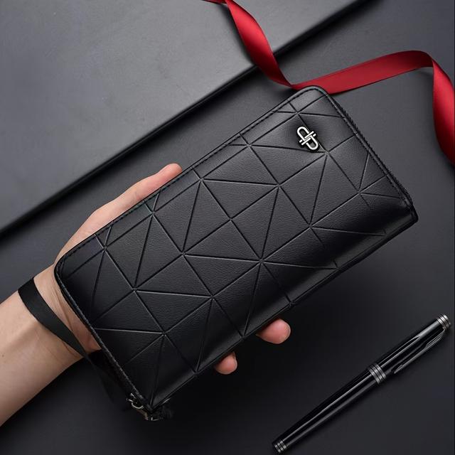 TEMU A New Stylish Business Zip Bag, A Long Wallet For Both Men And Women, Large Capacity Clutch, Multifunctional Phone And Holder, For My Boyfriend's Father