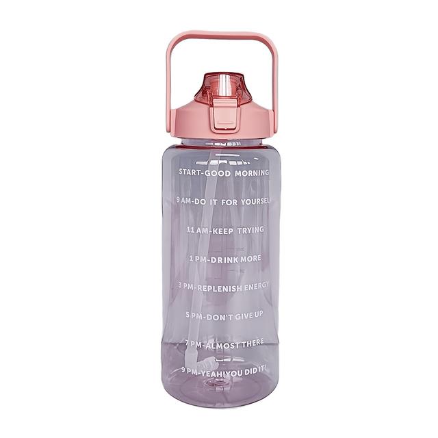 TEMU 64oz Motivational Water Bottle With Time Marker - Leakproof, Translucent Jug With Detachable Straw & Capacity Scale For Home, Gym, Travel & Car Use