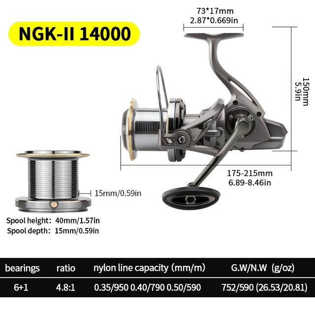 TEMU 25kg Powerful Spinning Fishing Reel | Huidiao Aluminum Alloy And Abs, Grey, , Rotating, For Saltwater And Freshwater Fishing