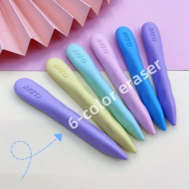 TEMU 6-color Eraser Set: Vibrant Tpr Rubber Erasers For Precise