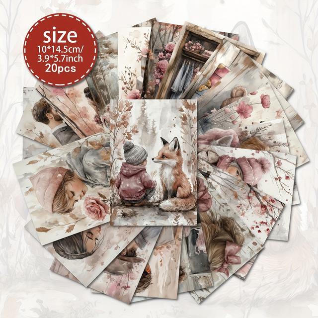 TEMU 20pcs Valentine's Day Postcard Set, Thick Cardboard, , English Language, For Scrapbooking, Junk Journal, Crafts, Greeting Cards, Watercolor Art, Holiday Decorations