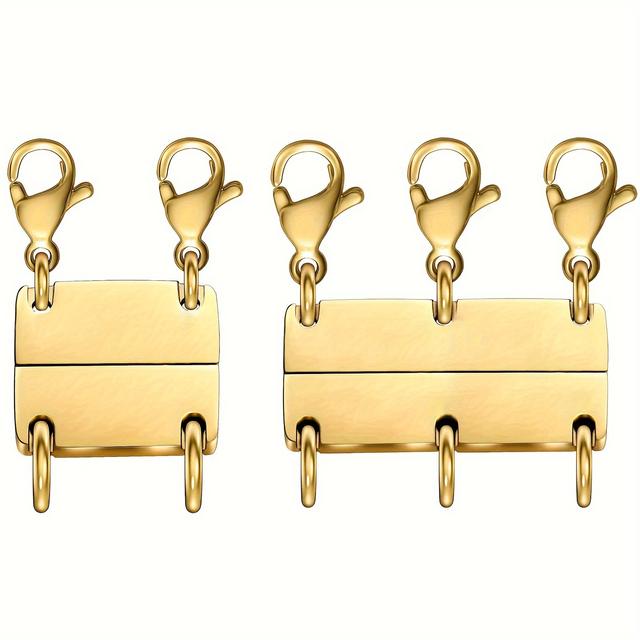 TEMU 2pcs Necklace Clasp Layering Jewelry Clasp Golden And Silvery Separator For Stackable Necklaces And Chains