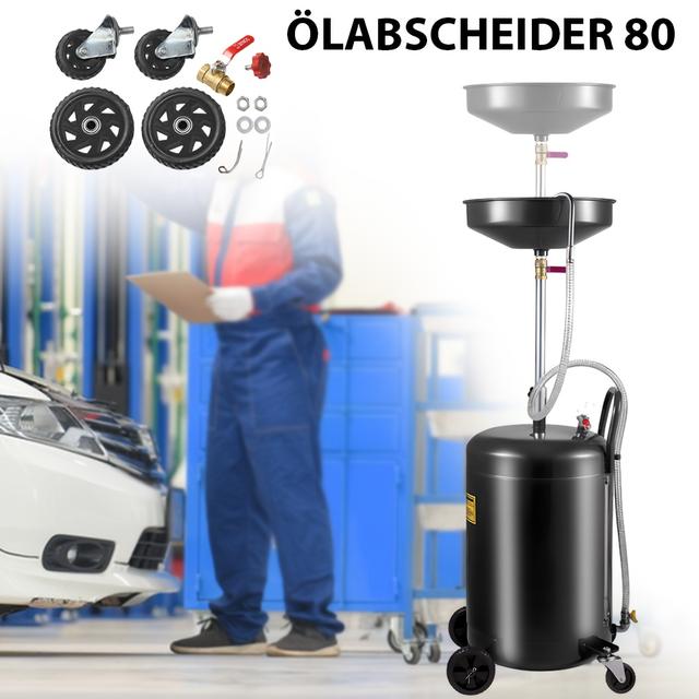 TEMU 80l Manual Oil Pump, Oil Collection Device, Portable, With Wheels, Suitable For Engines, With 4 Hoses, Used To Pump Engine Oil, , And Waste Oils.