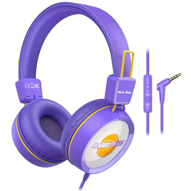 TEMU New kabelgebundene Kopfhörer mit Kabel KH20, Over-Ear-Kopfhörer, 85 dB Lautstärkebegrenzer, Audio-, faltbar, verstellbar, Stereo, Over-Ear-Kopfhörer für Kinder, geeignet für Schule/Tablet/PC