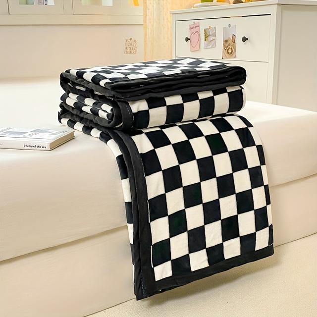 TEMU 1 Peça Cobertor Xadrez Quente Espessado/flanela//quarto/sofá Cobertor E Confortável Cobertor Multiuso Para Todas As , Presente De Natal